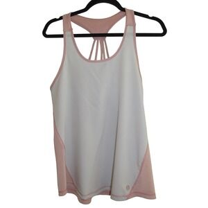 Cotton On Body Womens Small Gray Pink Strappy Mesh Back Active Tank Top 664205